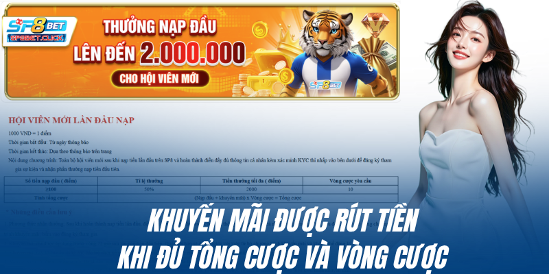 Khuyến mãi được rút tiền khi đủ tổng cược và vòng cược