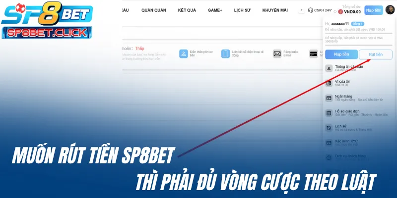 Muốn rút tiền SP8BET thì phải đủ vòng cược theo luật